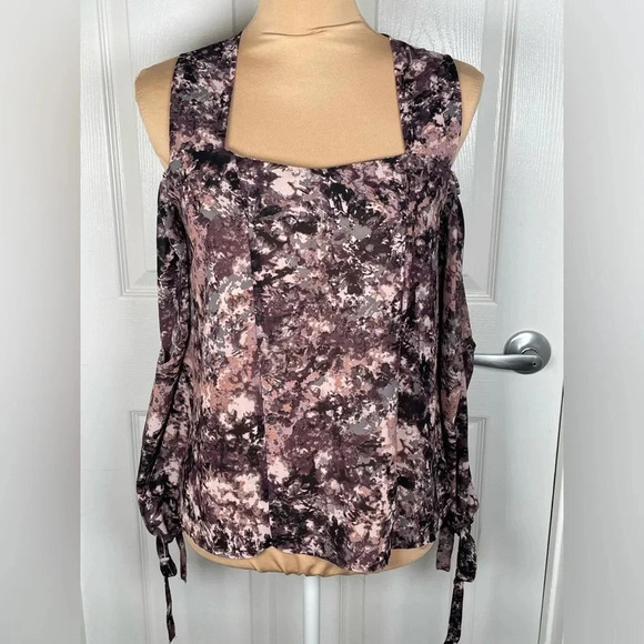 BELLE DU JOUR Multicolor Cold Shoulder Tied Top Women Size S‎ - Picture 4 of 7